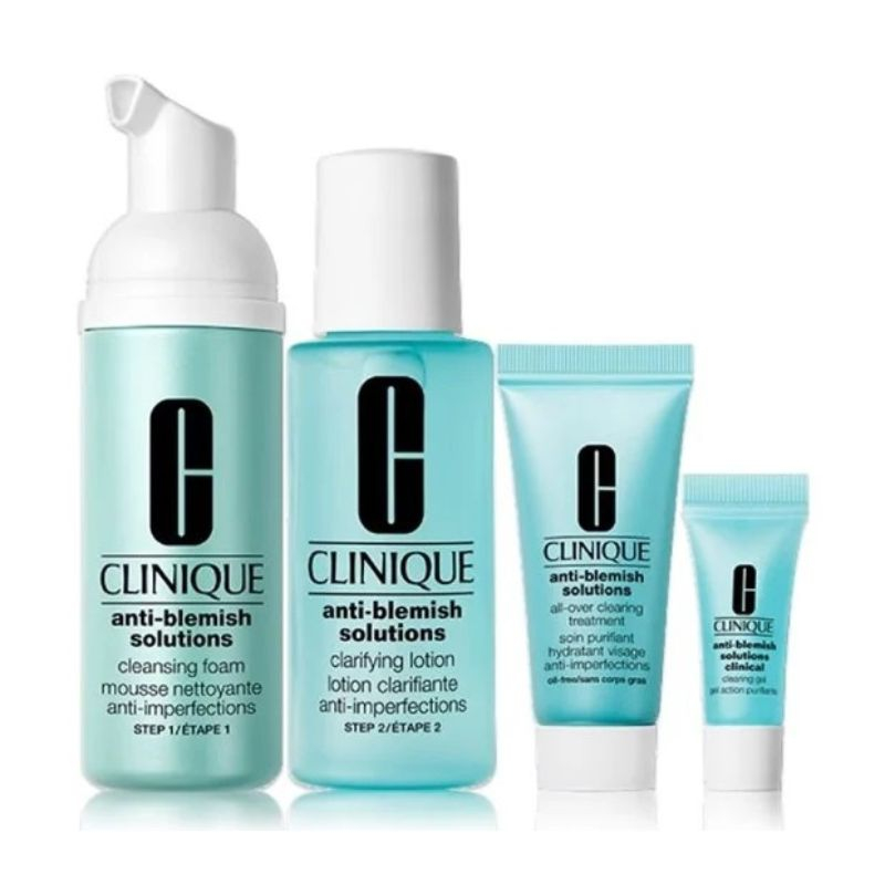 CLINIQUE KIT ANTI-BLEMISH SOLUTIONS MOUSSE NETTOYANTE 50ML+CLARIFIANT 100ML+PURIFIANT 30ML