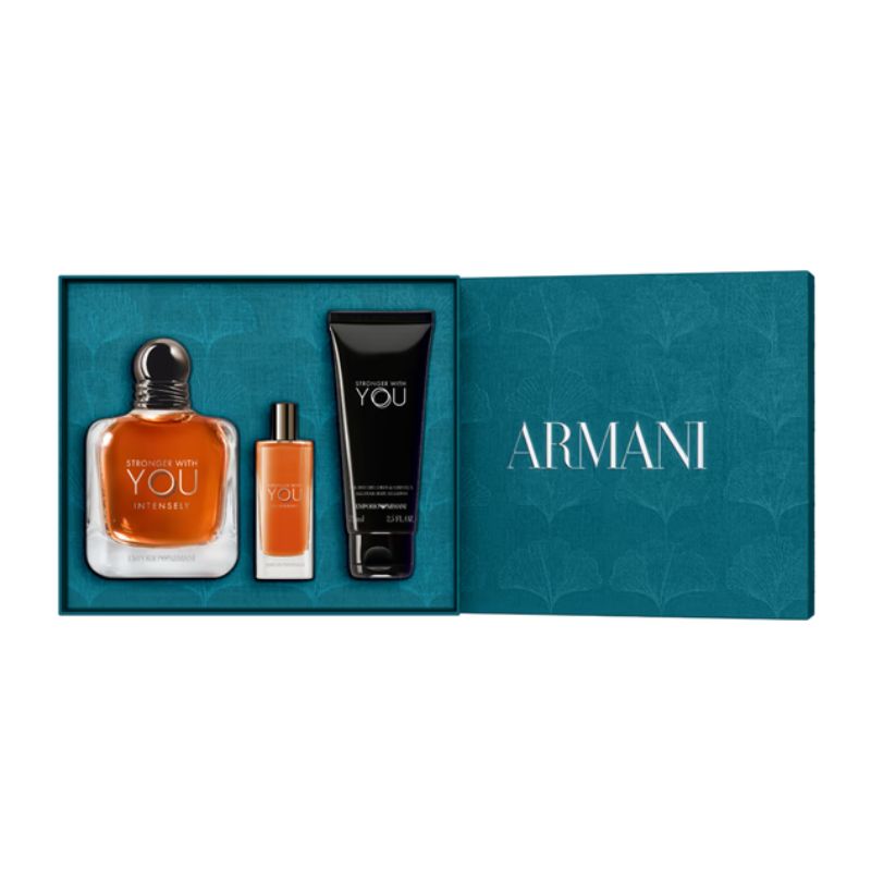ARMANI COFFRET STRONGER WITH YOU INTENSE EDP100ML+ TRAVEL SIZE 15ML+SHOWER GEL 75ML