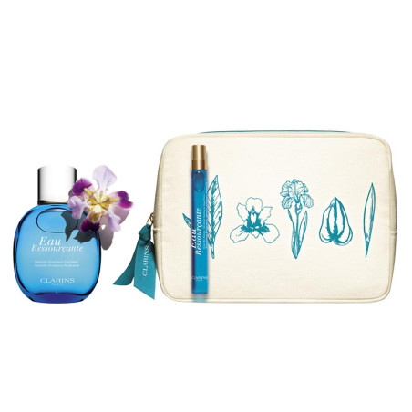 CLARINS COFFRET EAU RESSOURANTE 100 ML+TROUSSE+VAPORISATEUR POUR LE SAC