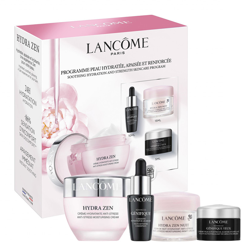 LANCOME COFFRET HYDRA ZEN 50ML+SERUM GENIFIQUE 10ML+NUIT HYDRA ZEN 15ML+GENIFIQUE YEUX 5ML