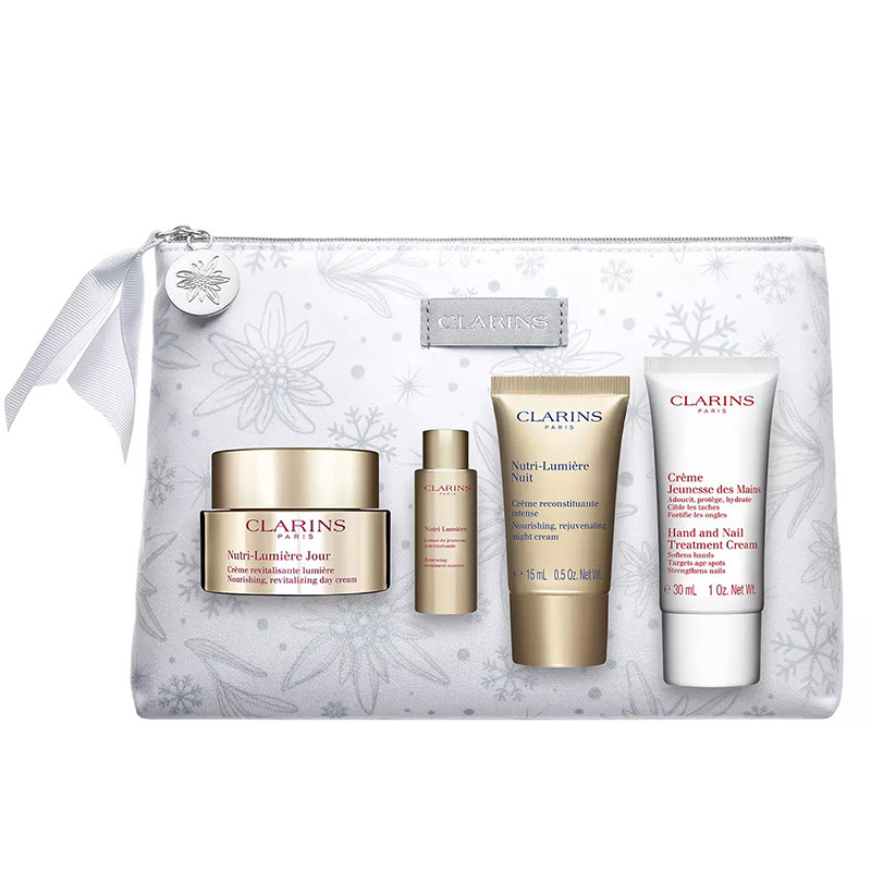 CLARINS COFFRET NUTRI LUMIERE CREME JOUR +MINI CREME DE NUIT+MINI CREME POUR LES MAINS