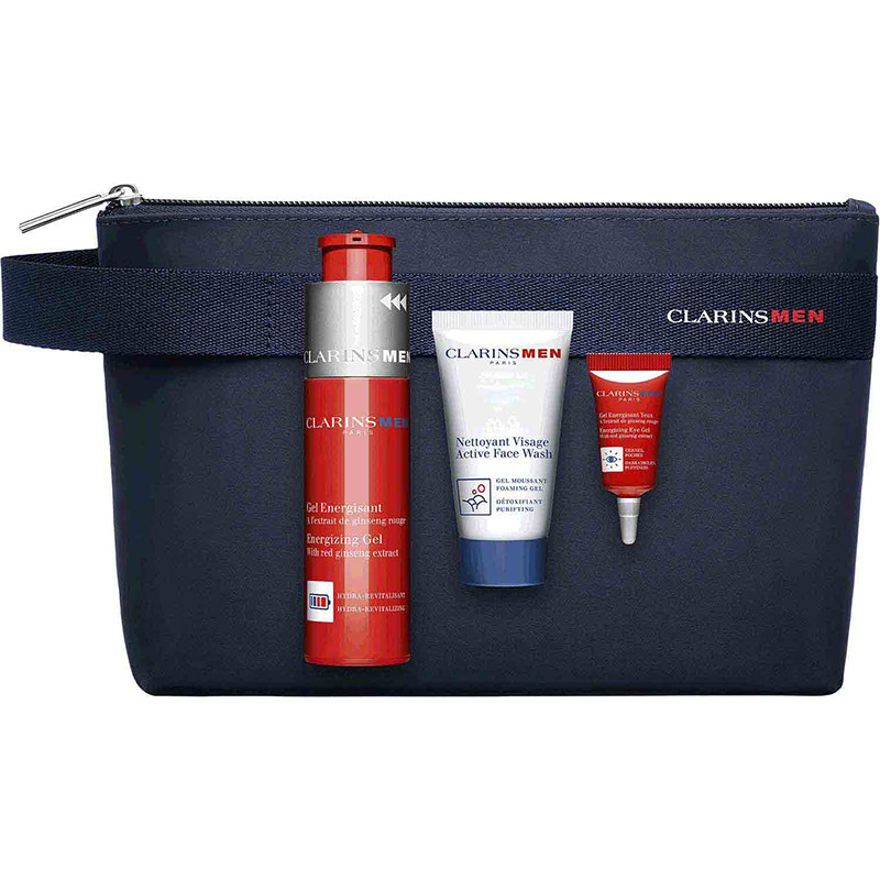 CLARINS COFFRET MEN GEL ENERGISANT+MINI NETOYANT +MINI GEL YEUX