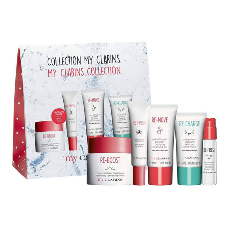 CLARINS COFFRET MY CLARINS CREME FRAICHEUR +ROLL ON YEUX+MINI GEL +MINI CREME NUIT+MINI BRUME