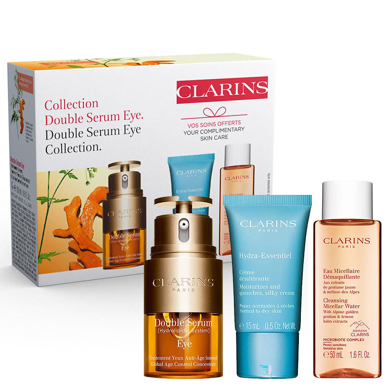 CLARINS COFFRET DOUBLE SERUM EYE 20ML+MIN CREME HYDRA 15ML+ MIN EAU MICELLAIRE 50ML  0322