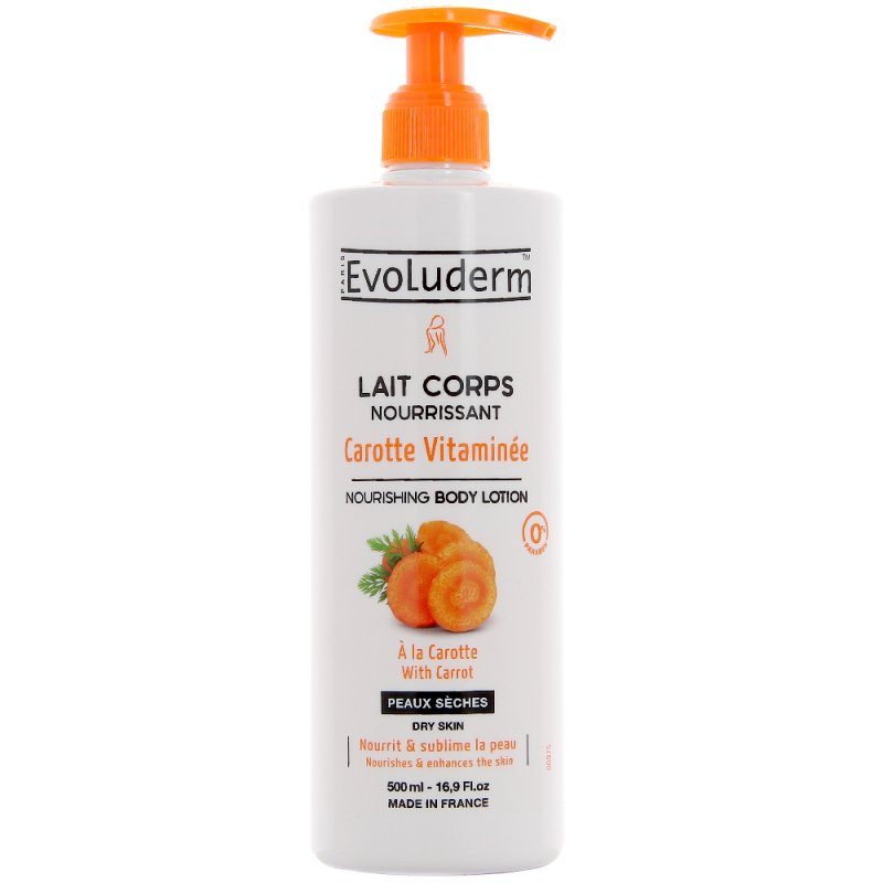 EVOLUDERM LAIT DE CORPS NOURISSANT CAROTTES VITAMINÉE PEAUX SÉCHES 500ML