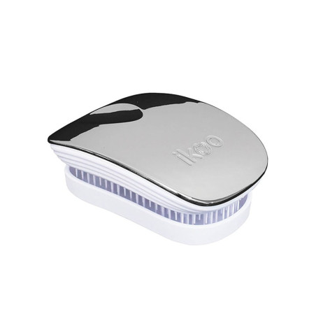 IKOO BROSSE CHEVEUX POCKET WHITE OYSTER METALLIC